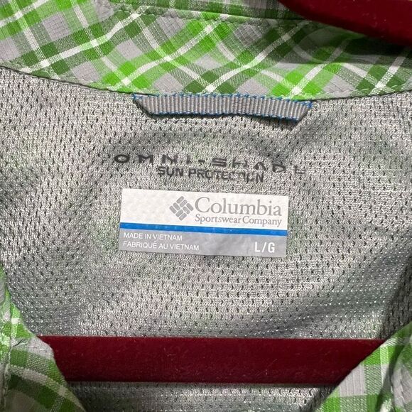 Columbia Omni Shade Shirt Mens L Green Plaid Short Sleeve Button Up - Picture 5 of 5
